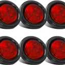 Partsam 10x Red 2" Round Sealed Clearance Marker Light 4LED Grommet & Pigtails w Reflex Lens, [DOT Approved] 2 inch round led marker lights, 2 inch round led trailer lights, 2 inch round led lights