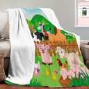 Farm Animal Throw Blanket Cute Farm Animal Blanket for Kids Soft Cozy Flannel Farm Dog Pig Lamb Hen Horse Cow Blankets Fluffy Fleece Cartoon Animal Blanket for Toddler Child Girl Boy Gifts 40x50 Inch