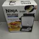 Ninja Belgian Waffle Maker Pro | Vertical Design | 5 Shade Settings with Precision-Pour Cup & Chef-curated Recipe Guide | Black & Silver | BW1001