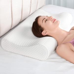 AM AEROMAX 32" King Size Contour Memory Foam Pillow, Cervical Pillow for Neck Pain Relief, Neck Orthopedic Sleeping Pillows for Side, Back and Stomach Sleepers (White - Soft)