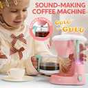 Joyin Play Kitchen Toys, Pretend Food Kitchen Accessories Girls Toy with Coffee Maker, Mixer, Toaster with Realistic Lights& Sounds, Birthday Gift for Kids Gifts for Christmas (Pink)