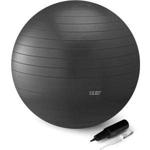 Amazon Basics Anti-Burst Exercise Ball with Pump, 23-26" Diameter (DIA (23-26 inches/58-66 cm), Black)