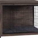 DWANTON Dog Crate Furniture with Cushion, Wooden Kennel Table with Double Doors, Indoor Dog House, Large Size, 38.5" L, Dark Gray