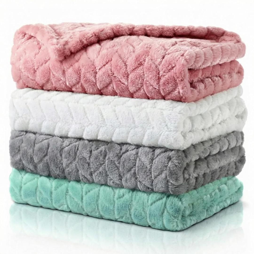 Frienda 4 Pcs Baby Fuzzy Blanket Fluffy Baby Blanket for Boys Girls Soft Warm Infant Newborn Toddler Receiving Nursery Bed Supplies, 32 x 24 Inch(Cute Color)