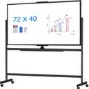 maxtek 72 x 40 Double Sided Rolling Whiteboard, Mobile Whiteboard Magnetic White Board - Large Reversible Dry Erase Board Easel Standing Board on Wheels with Stand (72 x 40 Black)