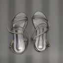 Mtzyoa Women Flat Sandals Dressy Strappy Gladiator Summer Ankle Strap Nude Open Toe Comfortable Wedding Casual Leather Ladies Party Trendy Vacation (9, Silver)