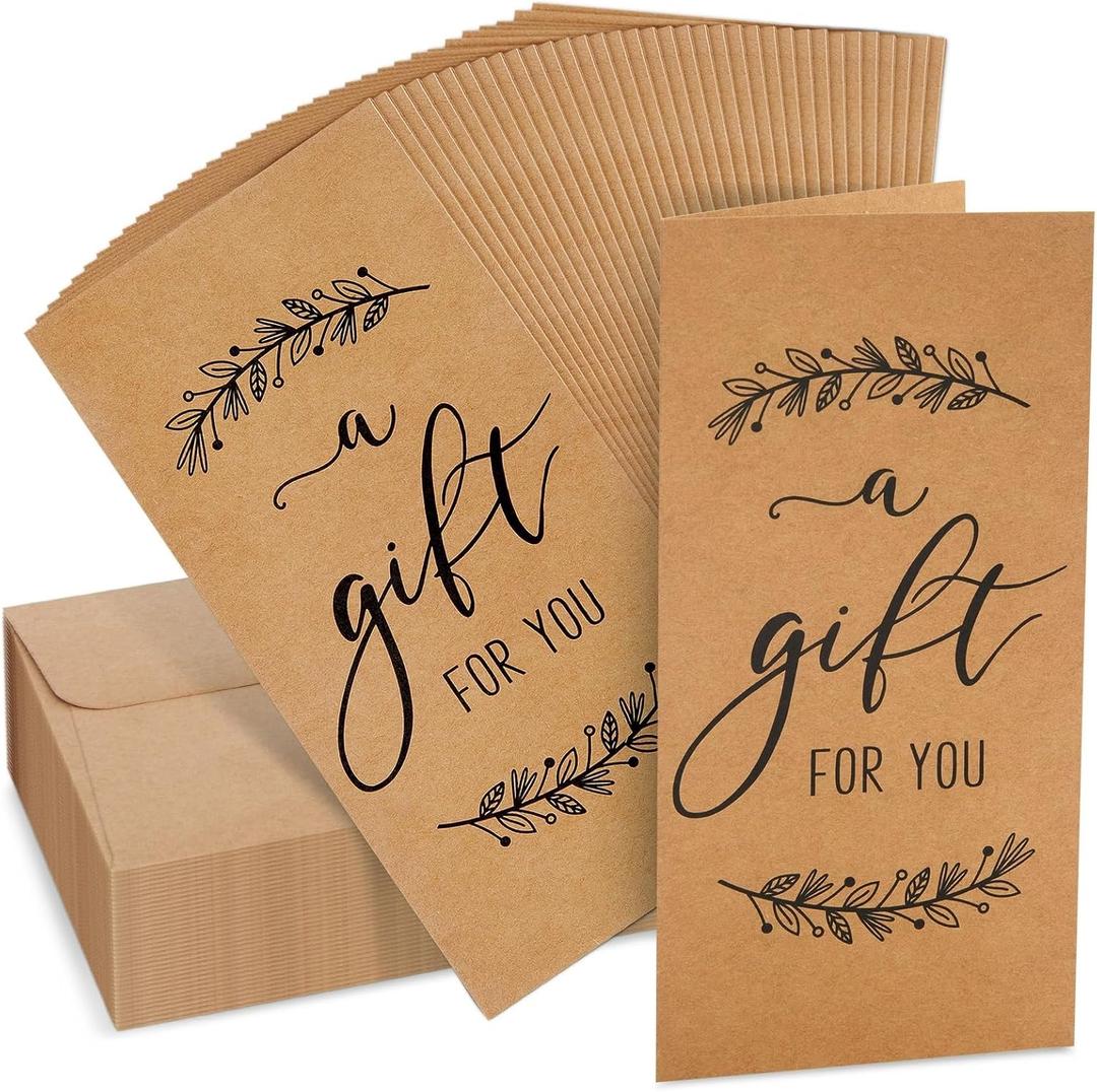36 Pack Money Cards with Envelopes, A Gift for You Cards for Cash, Holiday's, Birthday's (Kraft Paper, 3.5 x 7.25 In)