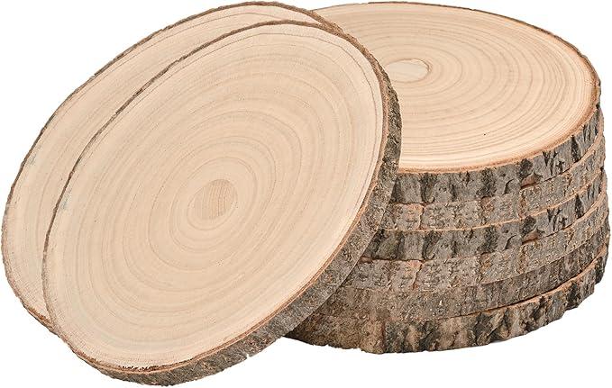 WILLOWDALE 4Pcs Large Wood Slices for Centerpieces, 9-10 Inches Unfinished Wood Circles for Crafts Rustic Wood Round Wooden Ornaments, Wood Decor for Table Centerpieces for Wedding Party