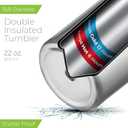 SipX™ 22 oz Insulated Coffee Tumbler with Leakproof Lid – Stainless Steel, Vacuum Insulated – Keeps Drinks Hot or Cold for Hours – Cupholder Friendly Travel Mug – Stainless