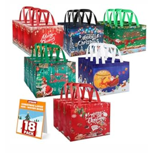 XPCARE 28 Pack Christmas Kraft Gift Bags with Handles, 9x7.5x3.5 Christmas Gift Bags Xmas Goody Bags for Xmas Holidays Party Favors and Presents (Brown)