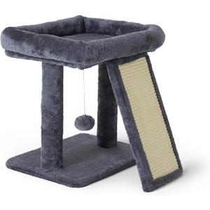 Psicway 17.1-inch Small Cat Tree Tower with Scratching Post for Indoor Cats,Grey
