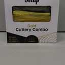 SETUP [160 Count] Disposable Silverware, Gold Combo Cutlery - 80 Forks, 40 Spoons, 40 Knives - Heavy Duty, and Durable Gold Plastic Silverware Set Great for Parties, Events and Everyday use