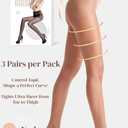 leg elegant 3 Pairs 20D Women's Sheer Tights Ultra Sheer Pantyhose with Control Top (XL)