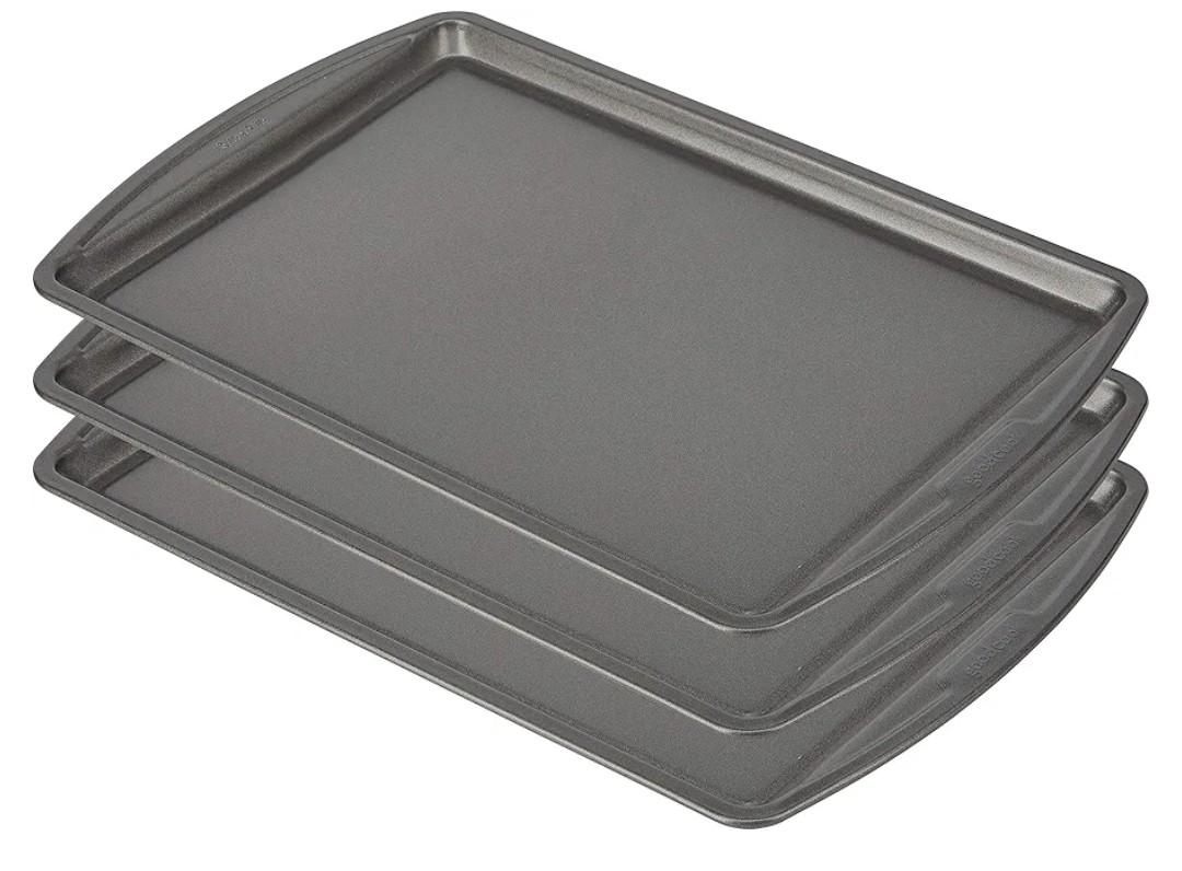 GoodCook Everyday Nonstick Carbon Steel 13” x 9” Baking Sheet Set, 3 Pack – Standard-Sized Carbon Steel Cooking Pans, Bakeware Set, Cookie Sheets for Baking, Oven Pan Set