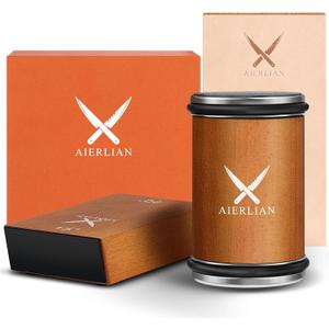 AIERLIAN Knife Sharpener Tool, Rolling Knife Sharpener Kit, Knife Sharpening with Diamonds and Ceramic for Steel of Any Hardness, Kitchen knife Sharpener with 15 & 20 Degree Magnetic Angle(Brown)