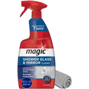 MAGIC Shower Glass and Mirror Cleaner Spray Bundle, Fog & Streak Free, Removes Soap Scum, Rust Stains, Fingerprints, Dirt, and Hard Water, Perfect for Shower Doors, Window, Glass Surfaces, 28 Fl Oz