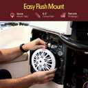 Pyle 6.5 Inch Dual Marine Speakers - 2 Way Waterproof and Weather Resistant Outdoor Audio Stereo Sound System with 200 Watt Power, Poly Carbon Cone and Butyl Rubber Surround - 1 Pair (White)