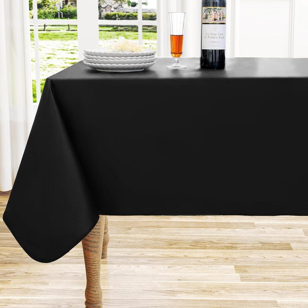 homing Rectangle Vinyl Tablecloth, Waterproof Spillproof Plastic Flannel Backed Easter Table Cloth, Wipe Clean Table Cover for Dining, Buffet Parties and Camping (Black, 54" x 78")