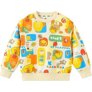 BDUCK+ Girls Boys Sweatshirt Cute Cartoon Yellow Duck Crewneck Pullover for Toddler Kids (3-12 Years) Long Sleeve Shirt Tops