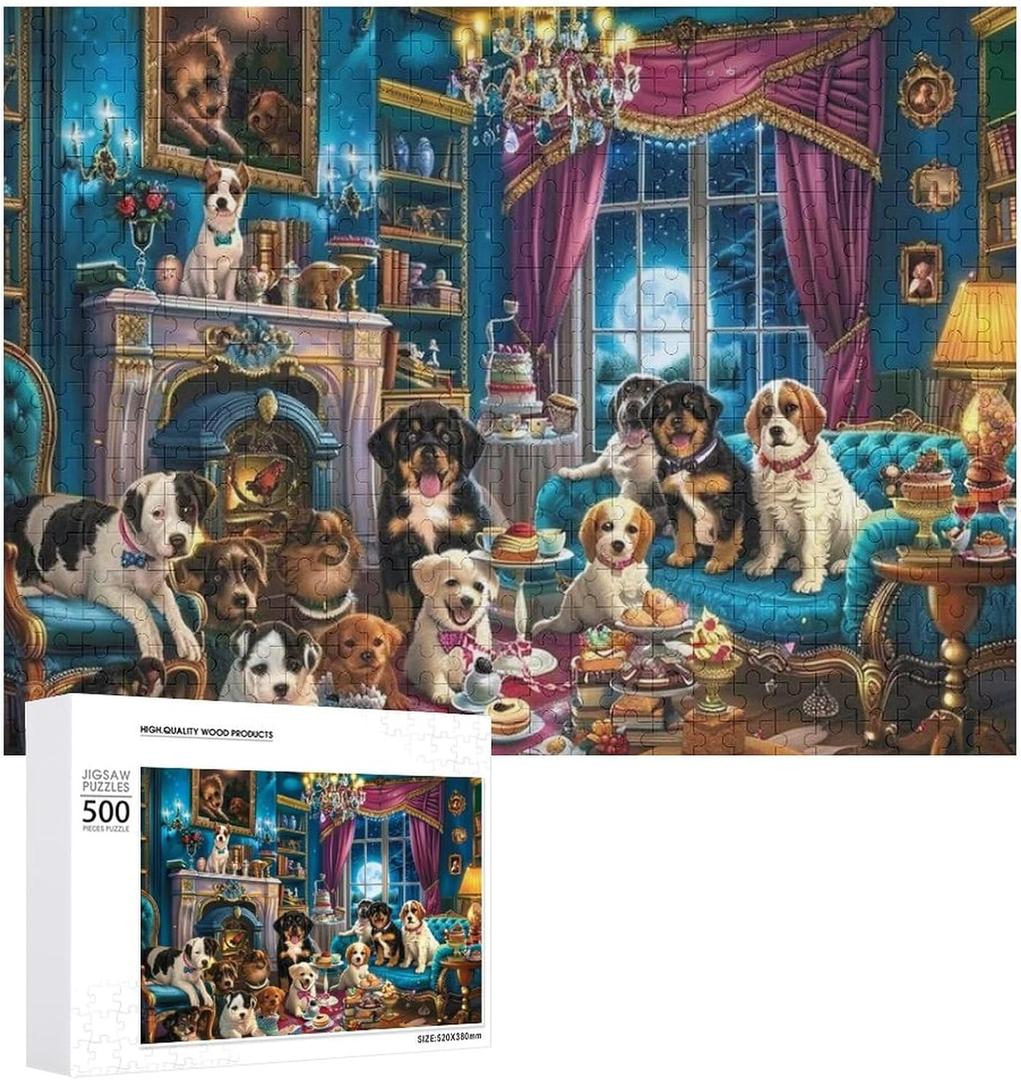 500 Pieces Adult Wooden Puzzles -A Cute Cat with Cute Animals Jigsaw for All Jigsaw Puzzle Toy Animals Lovers - Spend Time Getting a Sense of Achievement Beautiful Gift