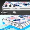 GiiKa for Galaxy S22 Ultra Case, Clear Girls Women Heavy Duty Shockproof Protective Hard Phone Cover Case for Samsung Galaxy S22 Ultra, Pink Blue Flowers