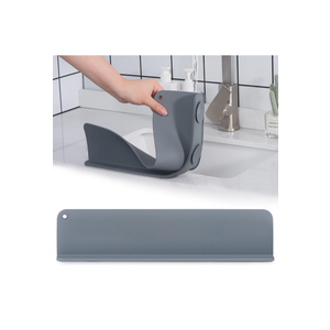 Kitchen Sink Splash Guard, Silicone Island Sink Backsplash Guard, Premium Water Splash Guard for Sink, Kitchen Sink Accessories, Grey