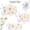 3Pcs Quilted Makeup Bag - Cotton Large Floral Makeup Bag, Travel Cosmetic Bag Cute Flower Aesthetic Floral Toiletry Organizer Bag Set for Women (02White-Bear)