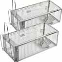 2-Pack Chipmunk Traps Humane Live Mouse Rat Cage Traps for Indoor and Outdoor Use (Silver)