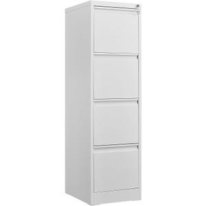 4 Drawer Filing Cabinet,Metal Vertical Filing Cabinets with Lock for Home Office,Heavy Duty File Storage Cabinet for Letter/Legal/A4/F4 Size File (White)