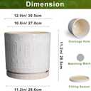 Eightpot Ceramic Pots for Plants 12 Inch - Large Ceramic Planters for Indoor Plants Outdoor Modern Flower Pot with Drainage Holes and Saucer for Office Garden Patio White