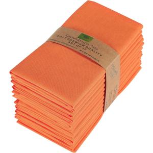 85% Cotton 15% Linen Dinner Cloth Set of 12 Napkins for Everyday Use Over Sized Easter Special Mitered Corners Napkins, Pre Shrunk Good Absorbency Ultra Soft Quality 18x18 in(Orange)