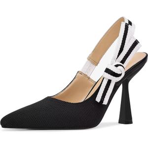 Slingback Heels for Women Closed Pointed Toe High Heels Bowknot Knitted Dress Work Wedding Pumps Shoes (10, Black)