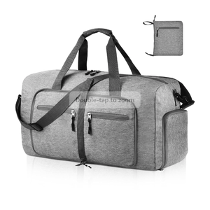 Dimayar 65L Travel Duffle Bag for Men Women - Foldable Duffel Bag with Shoes Compartment - Overnight Bags Waterproof & Tear Resistant(Gray)