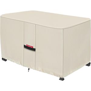 Porch Shield Patio Fire Pit Cover - Waterproof 600D Outdoor Rectangular Fire Table Cover Deck Box Protector - 48 x 28 inch, Beige