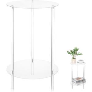12 Inch Acrylic Detachable End Table, Round Acrylic Coffee Table, 2 Tier Multifuntional Clear Nightstand End Table for Small Spaces, Detachable Beside Table for Living Room, Bedroom, Study Room