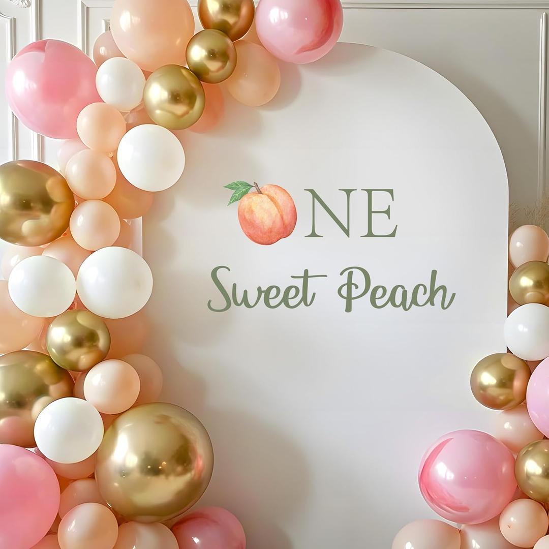 One Sweet Peach Birthday Party Decorations - Peach Themed Sign Decal for Balloons Arch Backdrop, First Birthday Decorations for Girl, Pink Boho One Year Old Wall Decor, 1st Party Supplies for Girl