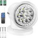 Magnetic LED Spotlight for Truck, Wireless Searchlight for Boat Marine 60W 6000lm Hunting Searching 360 Rotating 6000K White LED Searchlight 12V 24V, 6 Strong Magnets Built-in for Boat Car Truck