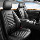 Fit Rogue Car Seat Covers (5 Seats Full Set) Compatible with Nissan Rogue 2014-2024 2025 2026 - Full Coverage Breathable Leather, Airbag Compatible, Waterproof & All-Weather,Black