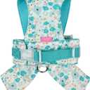 Pinkaholic New York Amabel Dog Harness Flower Pattern Fashionable Cute Spring Summer Harness for Small Dogs, Aqua, Small