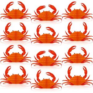 12Pcs Crab Party Decorations Crab Lobster Honeycomb Centerpiece Lobster Decor for Table Summer Sea Animal Beach Baby Shower Birthday Party Supplies