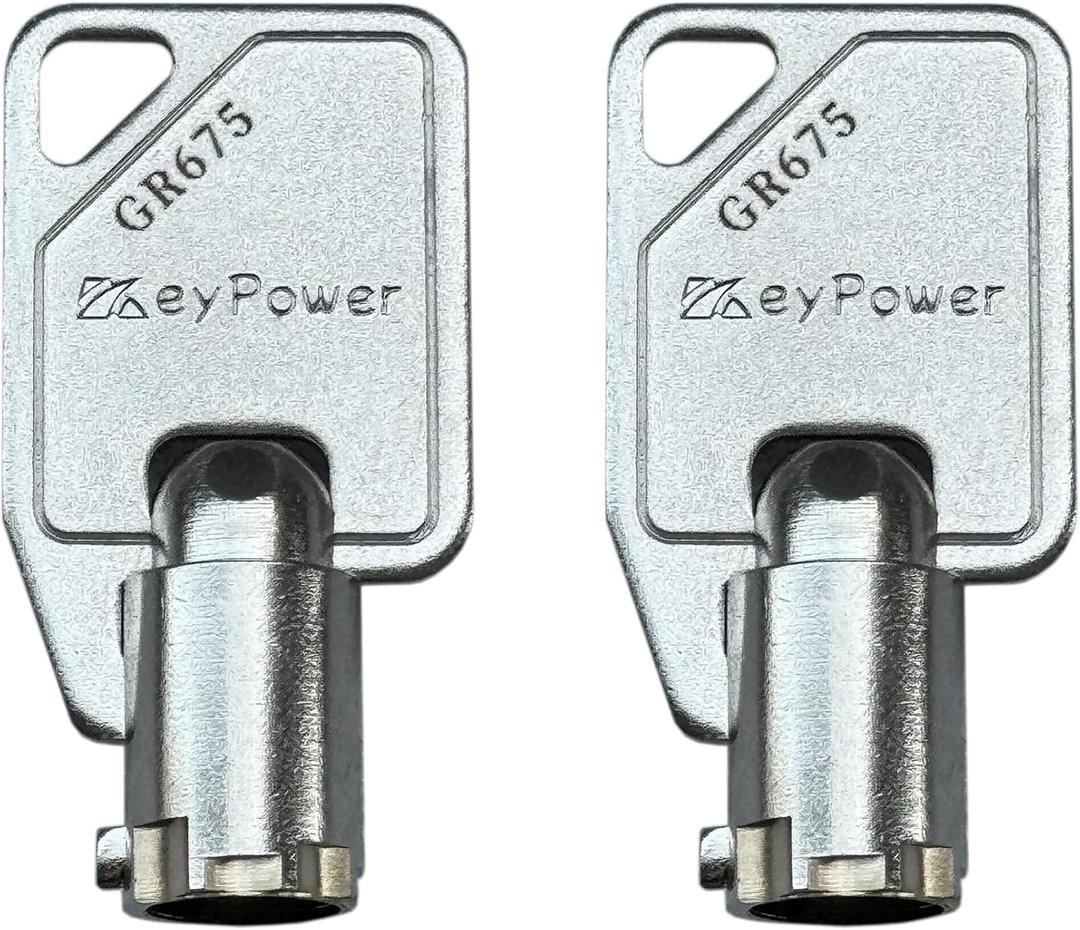 KeyPower Keys (2) GR675 Tubular Key for Greenwald Commercial Washer Door/Service Panel/Coin Washing Machine, Compatible with Maytag Whirlpool HPC Speed Queen ESD Lock