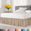 Wrap Around Dust Ruffle Bed Skirt - White - for Queen Size Beds with 12 Inch Drop - Easy Fit Elastic Strap - Adjustable Pleated Bedskirt w/Brushed Fabric - Wrinkle Free - for Women, Men, Kids & Teens