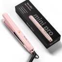 Terviiix Mini Hair Straightener Adjustable Temp, Travel-Size Mini Flat Iron, Mini Flat Irons for Short Hair/Curls Bangs, Ceramic Portable Small Hair Curler, Dual Voltage, Auto-Off, 1/2'', Matte Pink