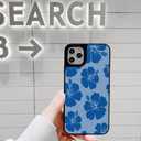 Flower Phone Case for iPhone 12/12 Pro - Slim Shockproof Hard Shell, 5ft Drop Protection, Cute Aesthetic Blue Hibiscus Pattern, Tough Protective Case for Women and Girl