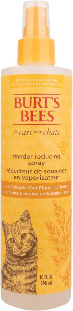 Burt's Bees for Pets Cat Dander Reducing Spray with Colloidal Oat Flour and Honey, Waterless Grooming Spray for Dry Skin & Dandruff Control, Cat Dander Remover for Allergy Support, 10 Fl Oz - 2 Pk