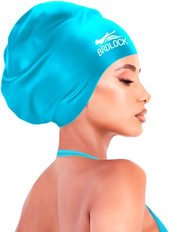 Extra Large Swim Cap for Long Hair and Braids, Swimming Cap for Women Dreadlocks Thick Curly Hair Waterproof Silicone Swim Caps Keep Your Hair Dry