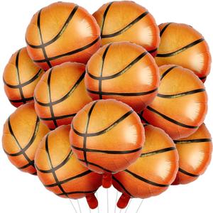 12PCS Basketball Foil Balloons 18 Inch - Senior Night Ceremony, Championship Season Party, Boys Birthday and Baby Shower Decorations | Helium Grade Self-Sealing Balloons for Sports Events