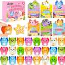 Valentines Day Gifts for Kids School, 24 Packs Axolotl Squishy Toys Bulk with Valentines Day Card for Classroom Exchange Party Favors,Fidget Squishy Toys Slow Rise Squishies for Boys Girls