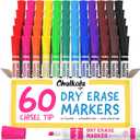 Chalkola Dry Erase Markers Bulk (60 Pack, 12 Vibrant Colors) | Chisel Tip WhiteBoard Markers, Dry Erase Pens - White Board Pens for Kids, Teachers - Home, Office, School Classroom Supplies
