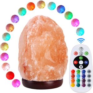 5.5 Inch Himalayan Salt Lamp Night Light with Remote Control, Upgraded 16 Colors Changing & 4 Light Modes LED USB Salt Rock Lamp, Natural Crystal Pink Mini Small Salt Lamp for Home Decor